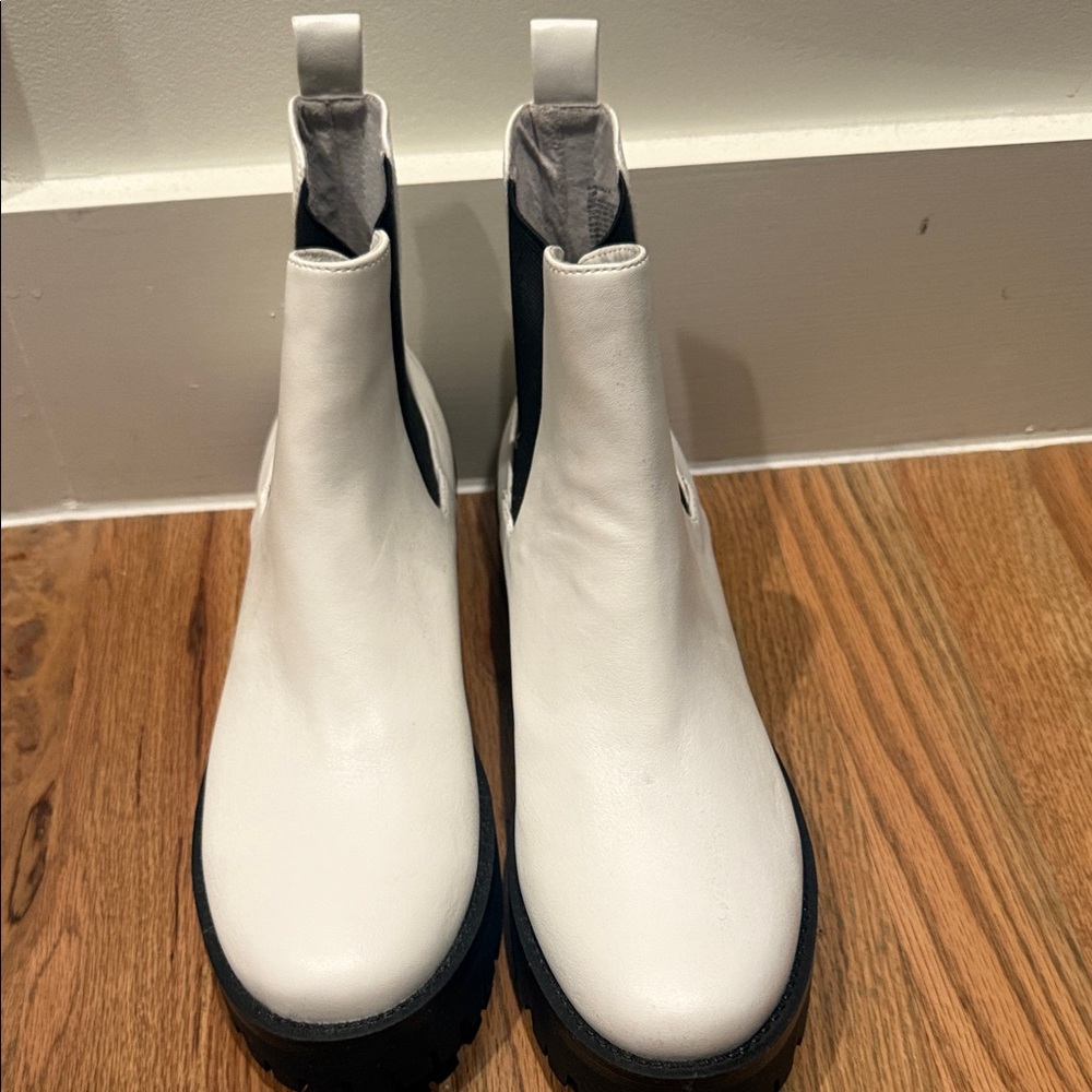 White Leather Ankle Boots